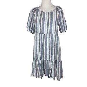 Beach lunch lounge XS Striped Blue & White Tiered Dress